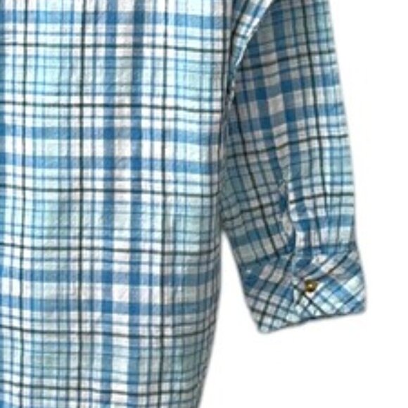 The Vermont Country Store Blue Plaid Gingham Popover Top - Picture 7 of 9